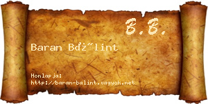 Baran Bálint névjegykártya